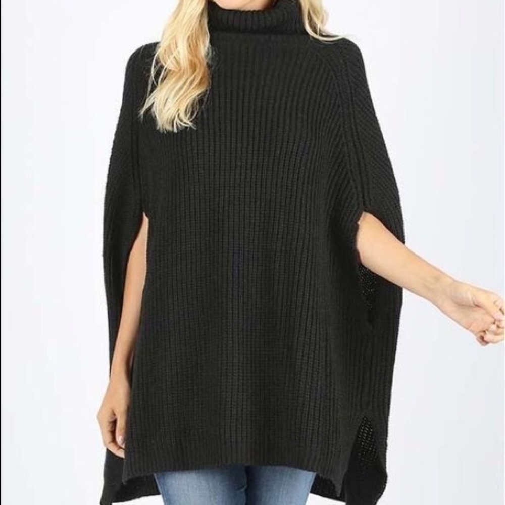Turtleneck Poncho Sweater